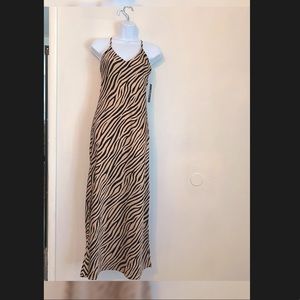 Lulus Wildlife of the Party Nude Zebra Print Backless Maxi Dress